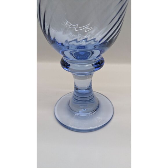 Libbey Blue Swirl Optic Water Goblet 7" Vintage Barware Glass Elegant - Picture 3 of 13